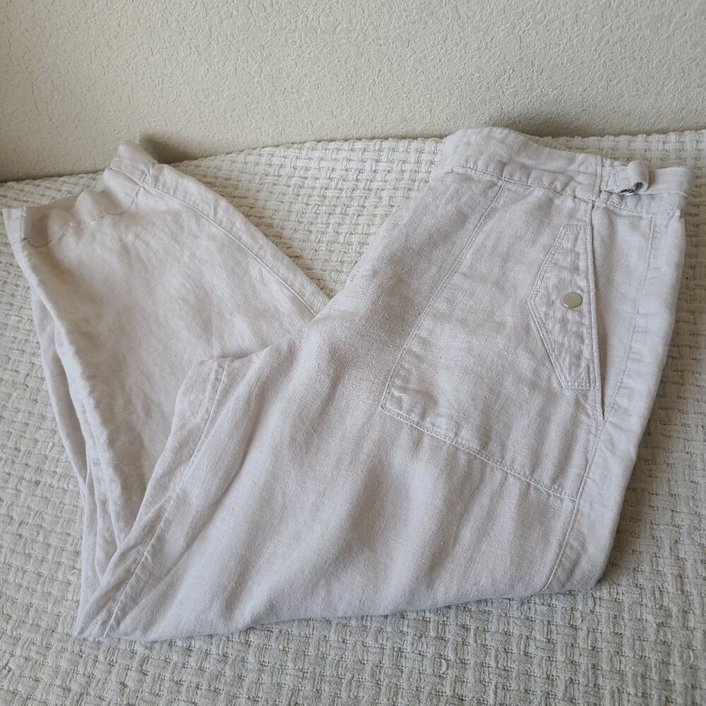 Athleta 100% Linen Light Beige Casual Pants Women's Size 16